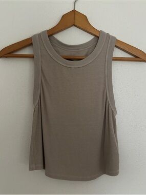 Enza Costa Ribbed Cropped Tank Top NWT Taupe Medium